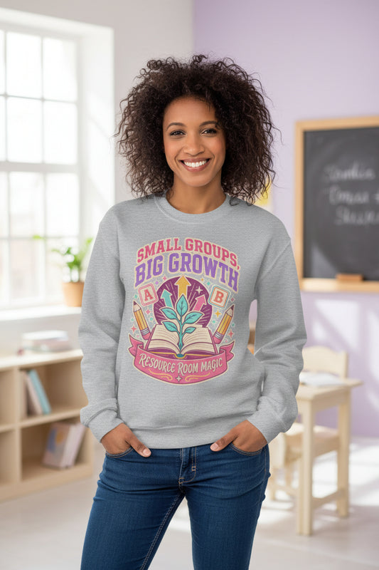 Colorful Small Groups Big Growth Resource Room teacher sweatshirt