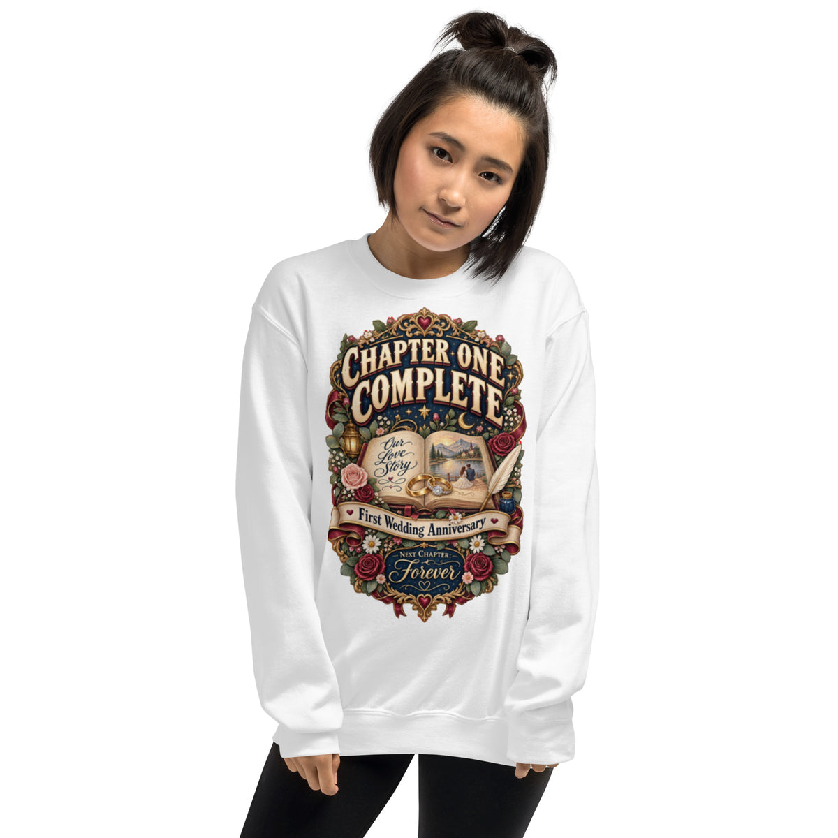 Chapter One Complete First Anniversary sweatshirt in White, front