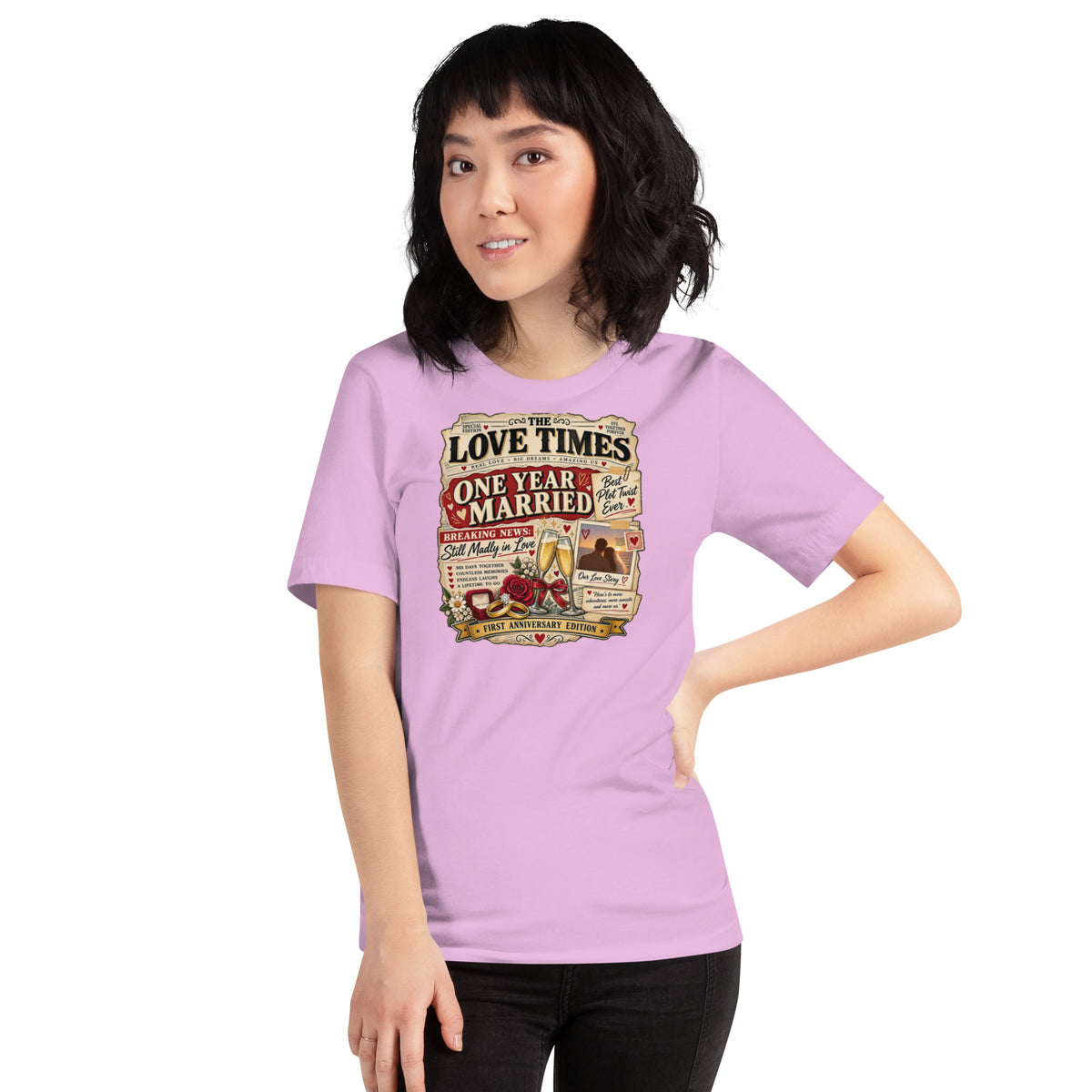 One Year Married Best Plot Twist Ever t-shirt in Lilac, front