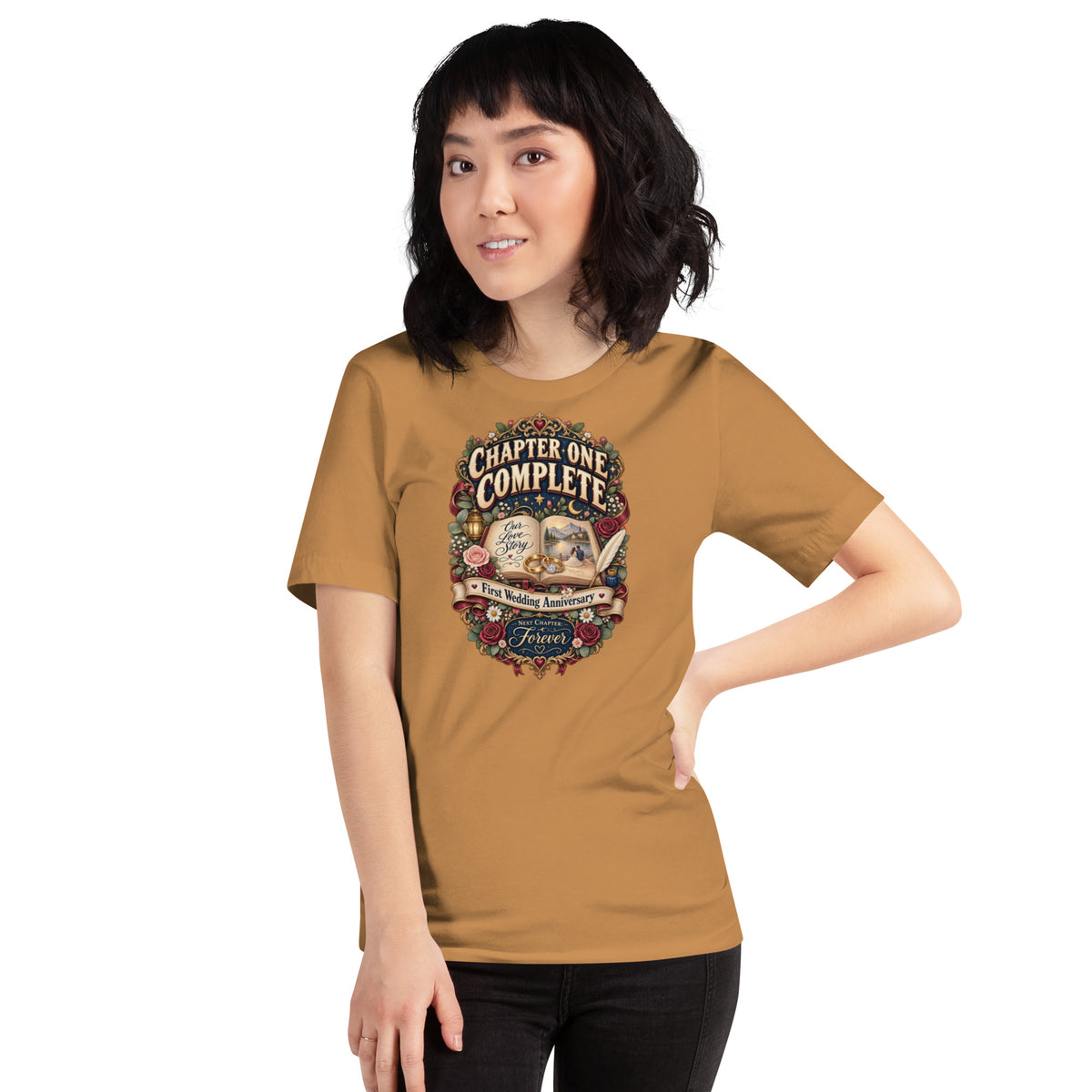 Chapter One Complete First Anniversary t-shirt in Toast, front